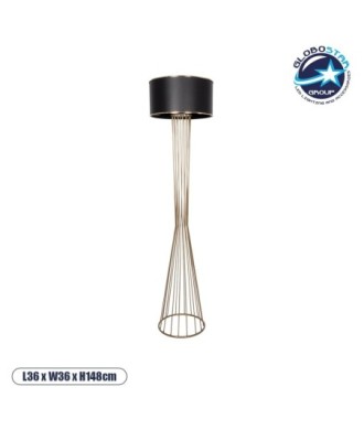 GLOBOSTAR® NOVA 201-0041 Μοντέρνο Επιδαπέδιο Φωτιστικό με Ντουί 1 x E27 AC 220-240V IP20 - Χρυσό & Μαύρο - Μ36 x Π36 x Υ148cm